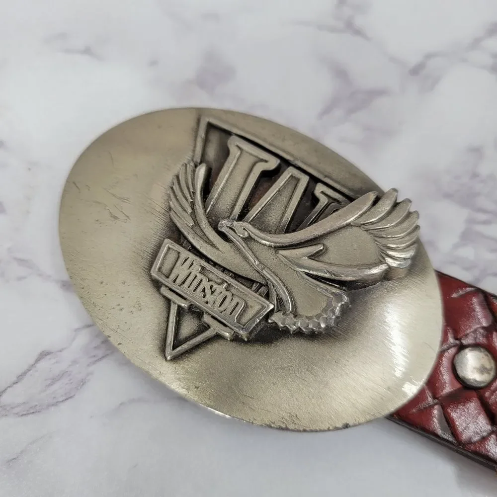 Winston Vintage Leather Belt with Silver Tone Buckle